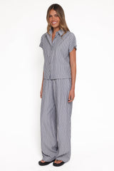 Melanie Pant Set - Charcoal Stripe