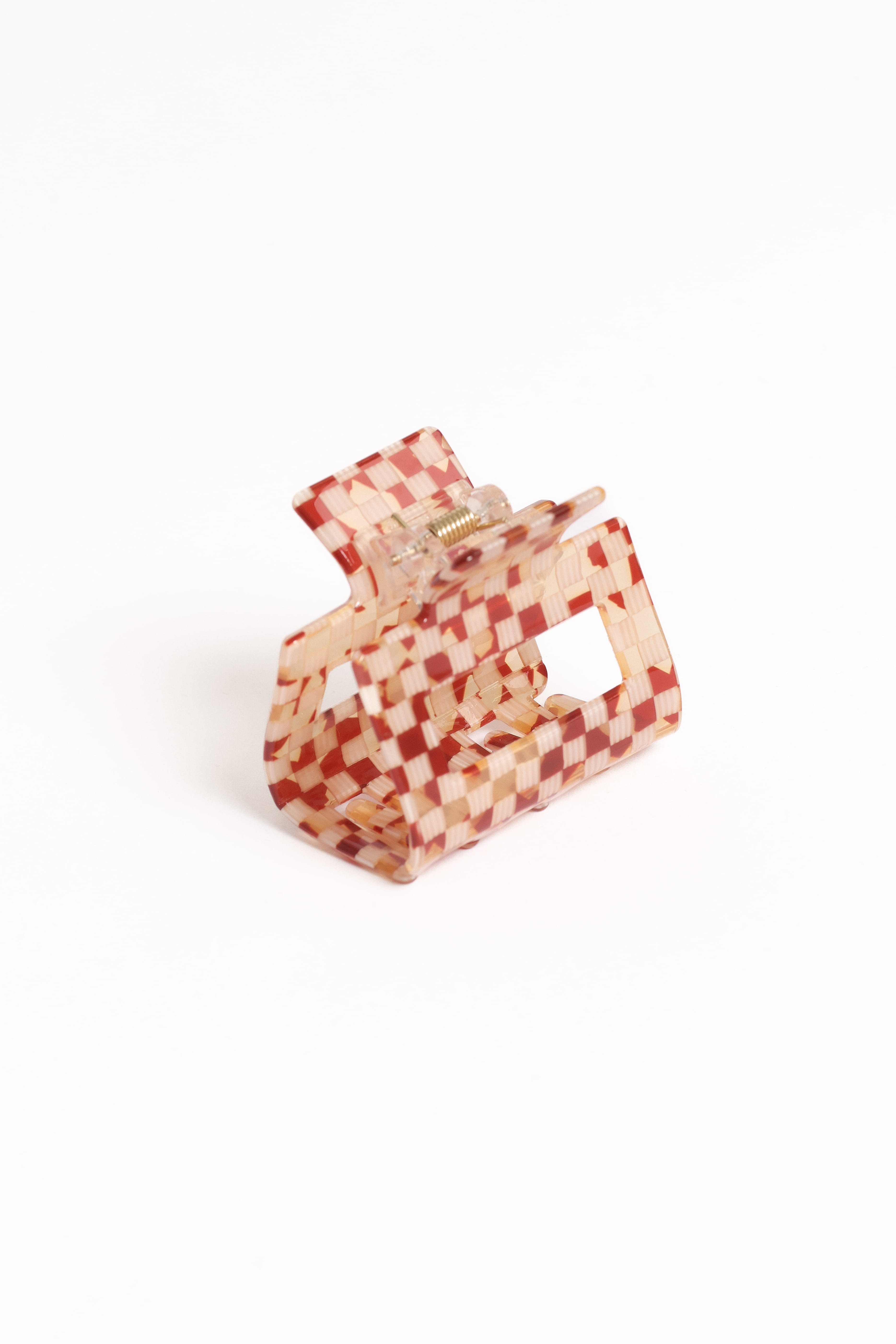 Capri Hair Clip - Tan Check