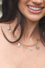 Sienna Charm Necklace - Gold Pink