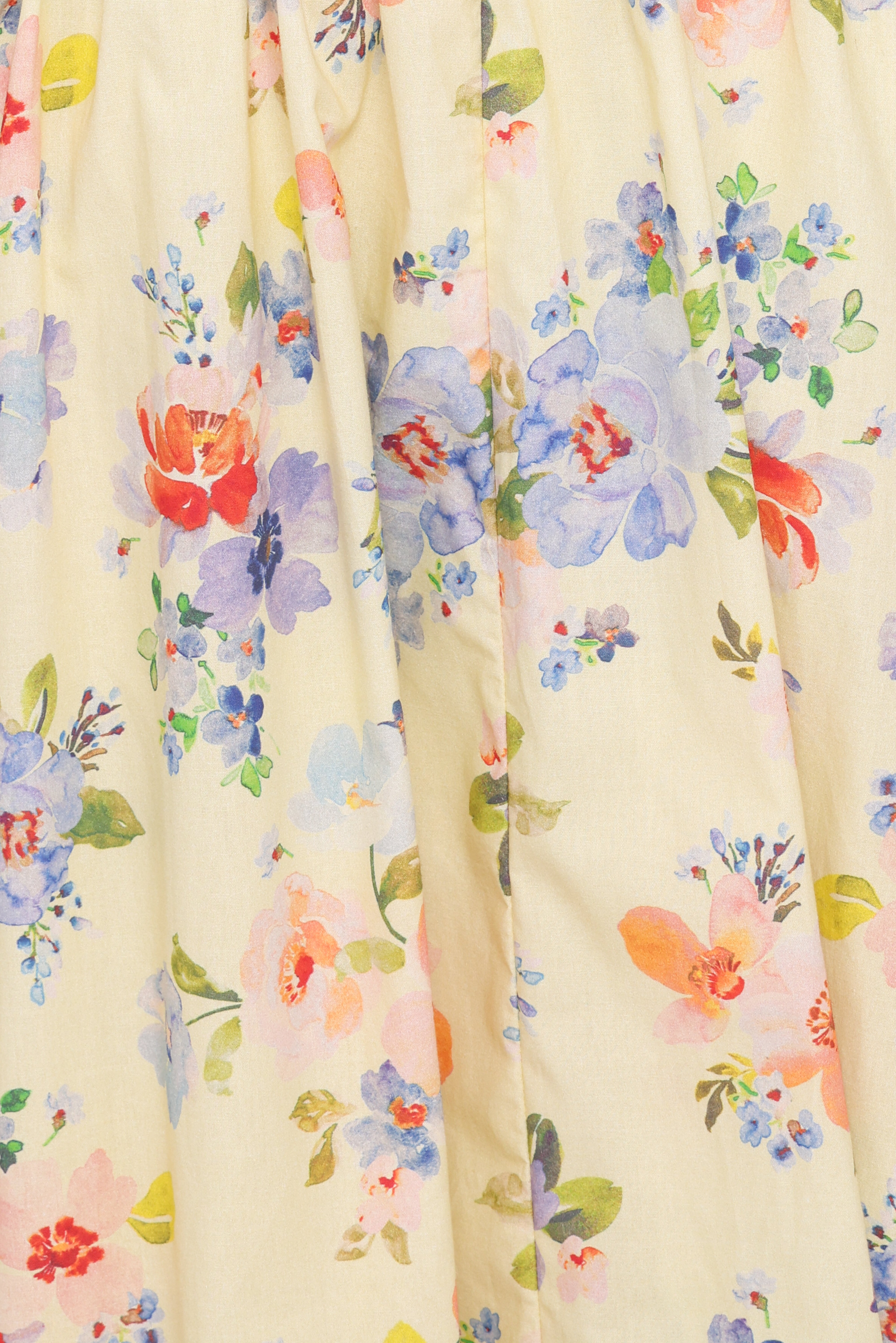 Enola Gather Midi Dress - Yellow Floral