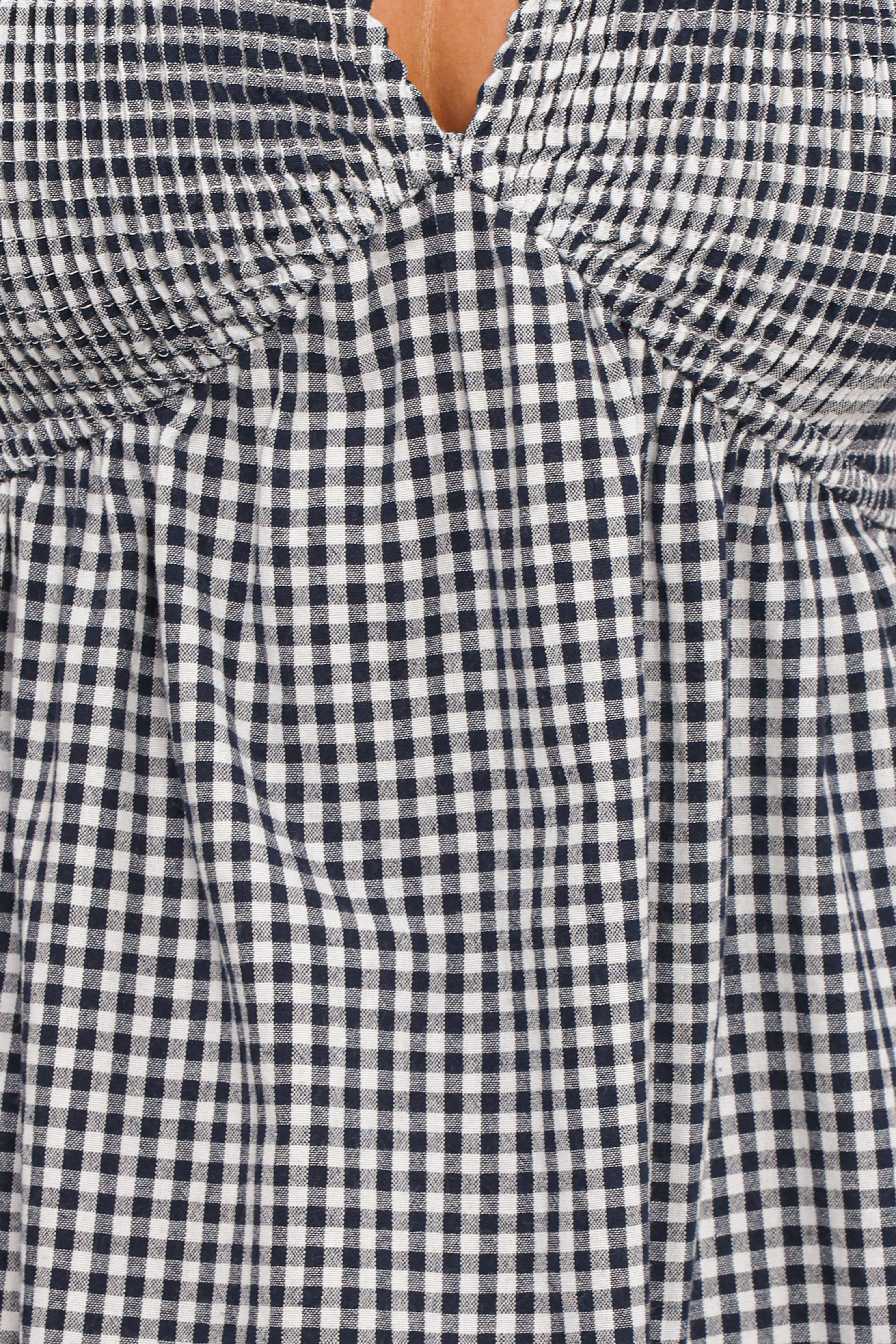 Ilyana Short Sleeve Maxi Dress - Navy Gingham