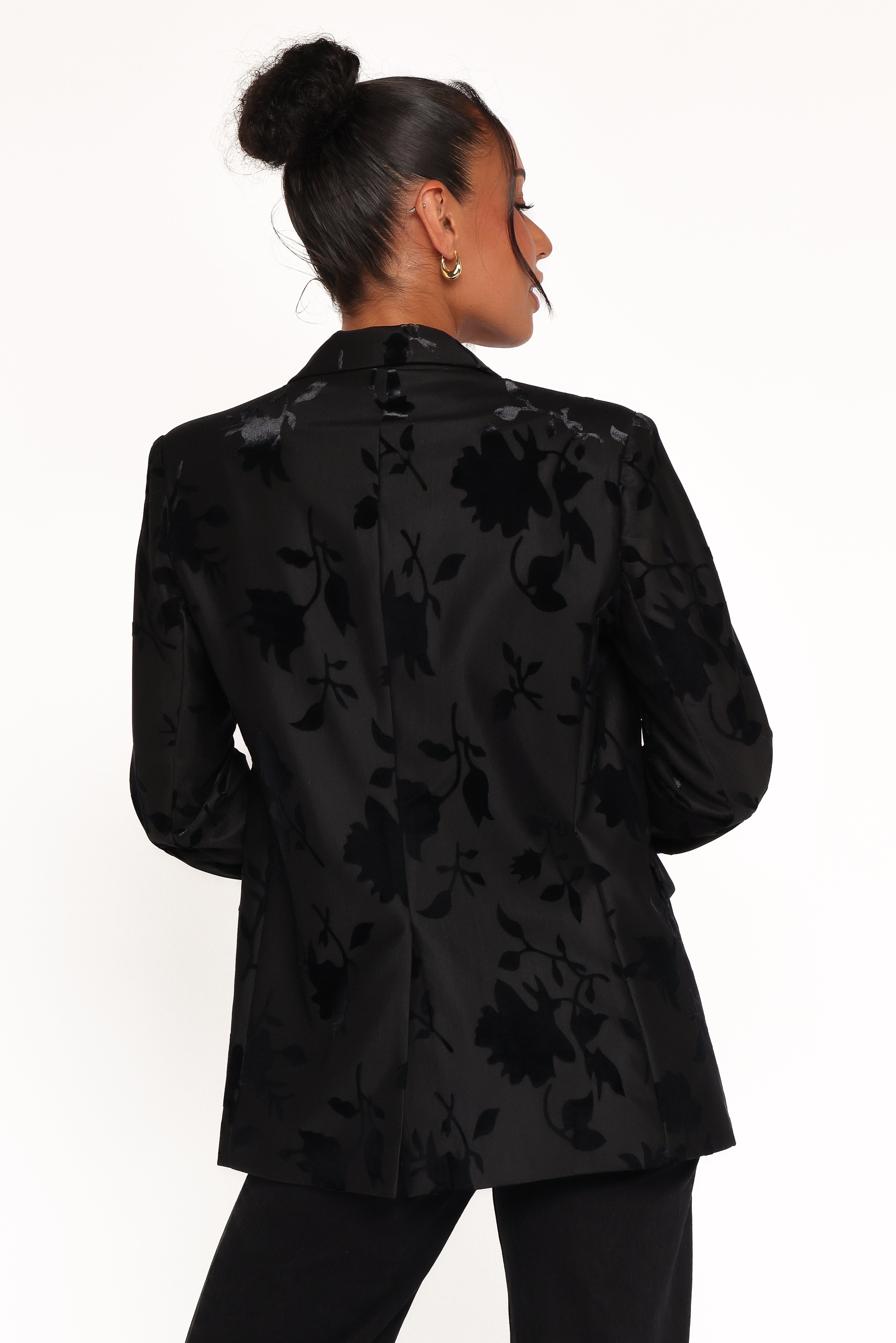 Ollie Burnout Blazer - Black Velvet