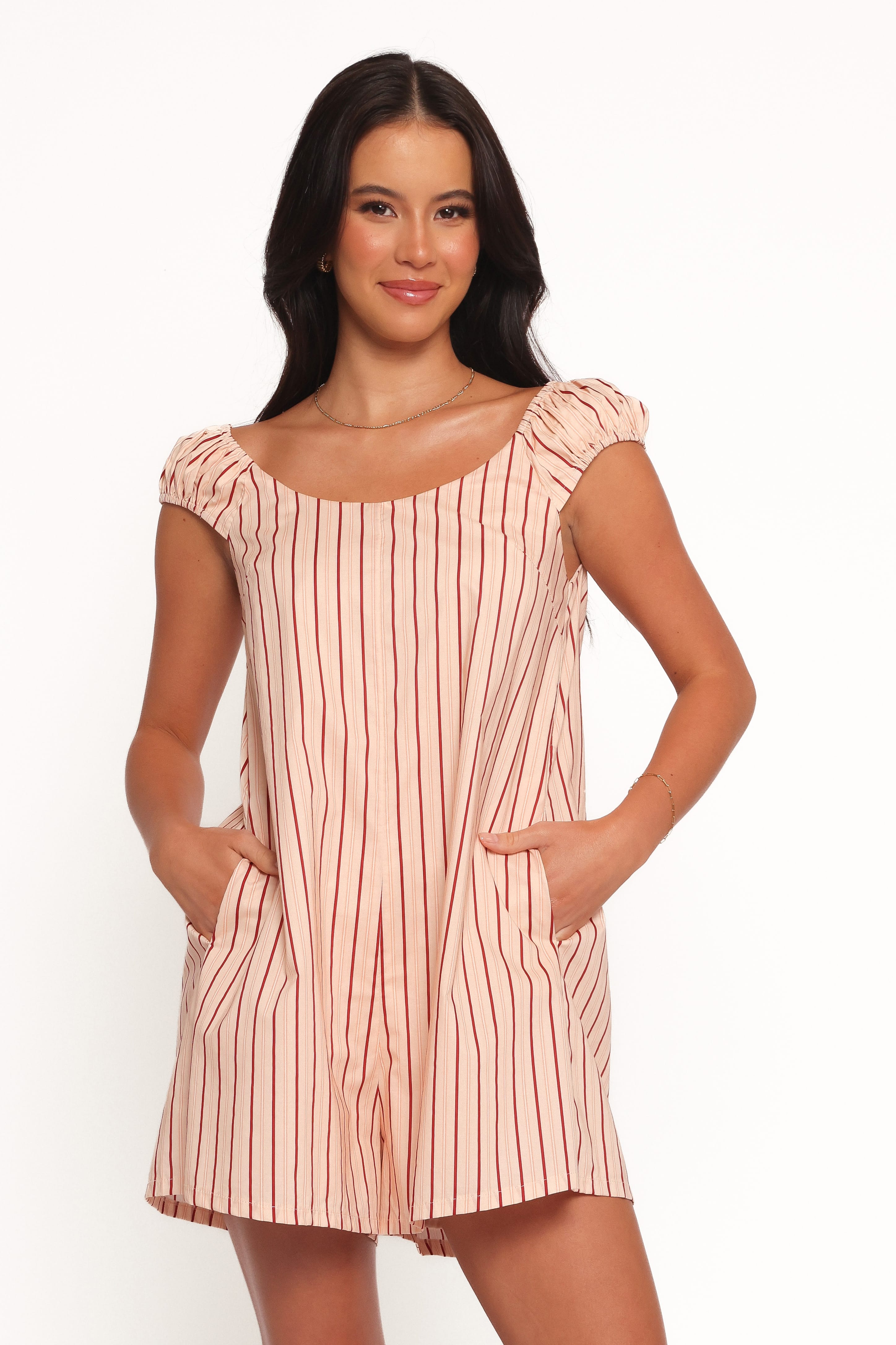 Scobbie Romper - Pink Stripe