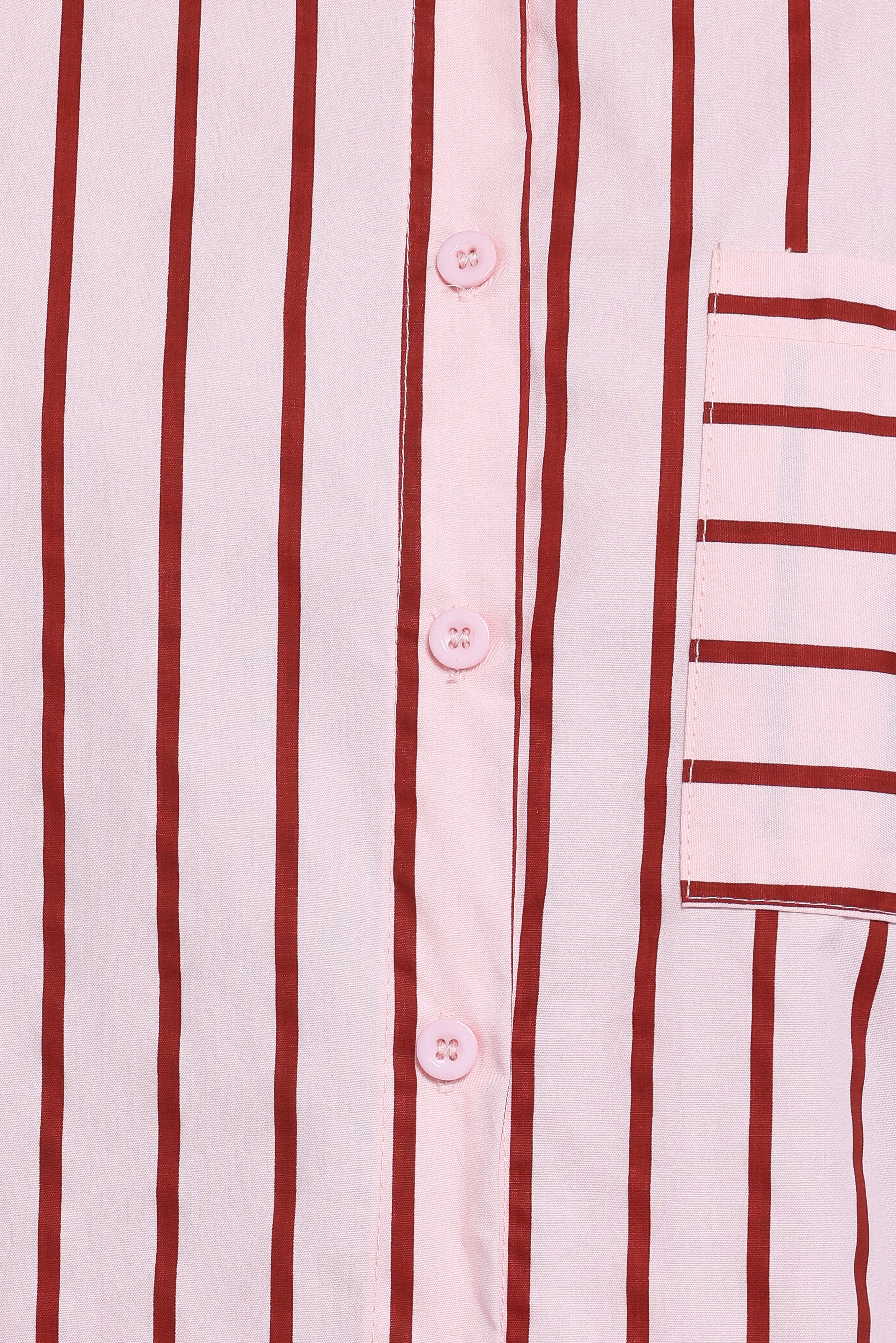 Ashlyn Short Set - Pink And Burgundy Stripe