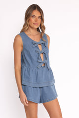 Graciana Denim Short Set - Blue