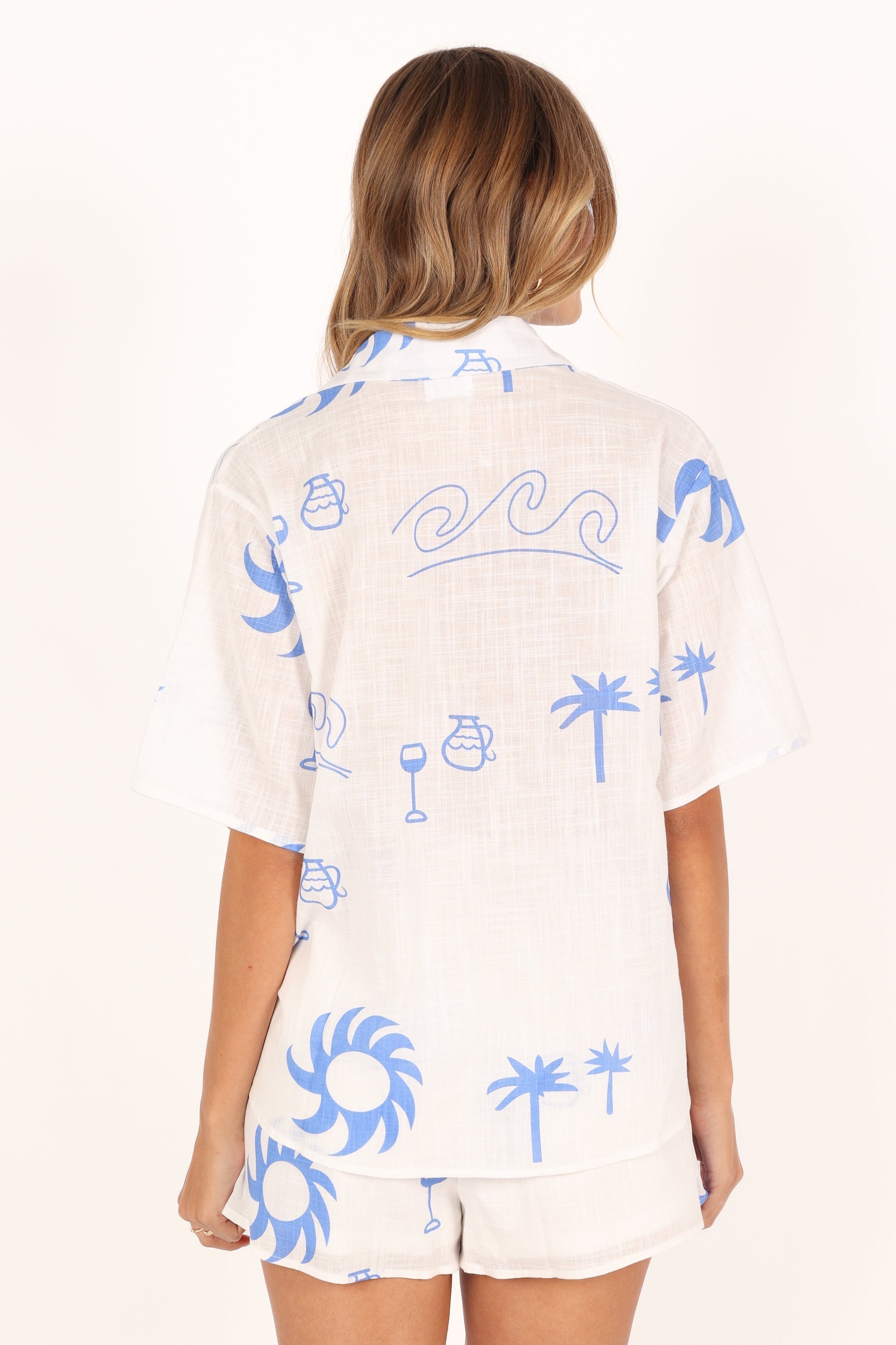 Sun Wave Short Set - White Blue