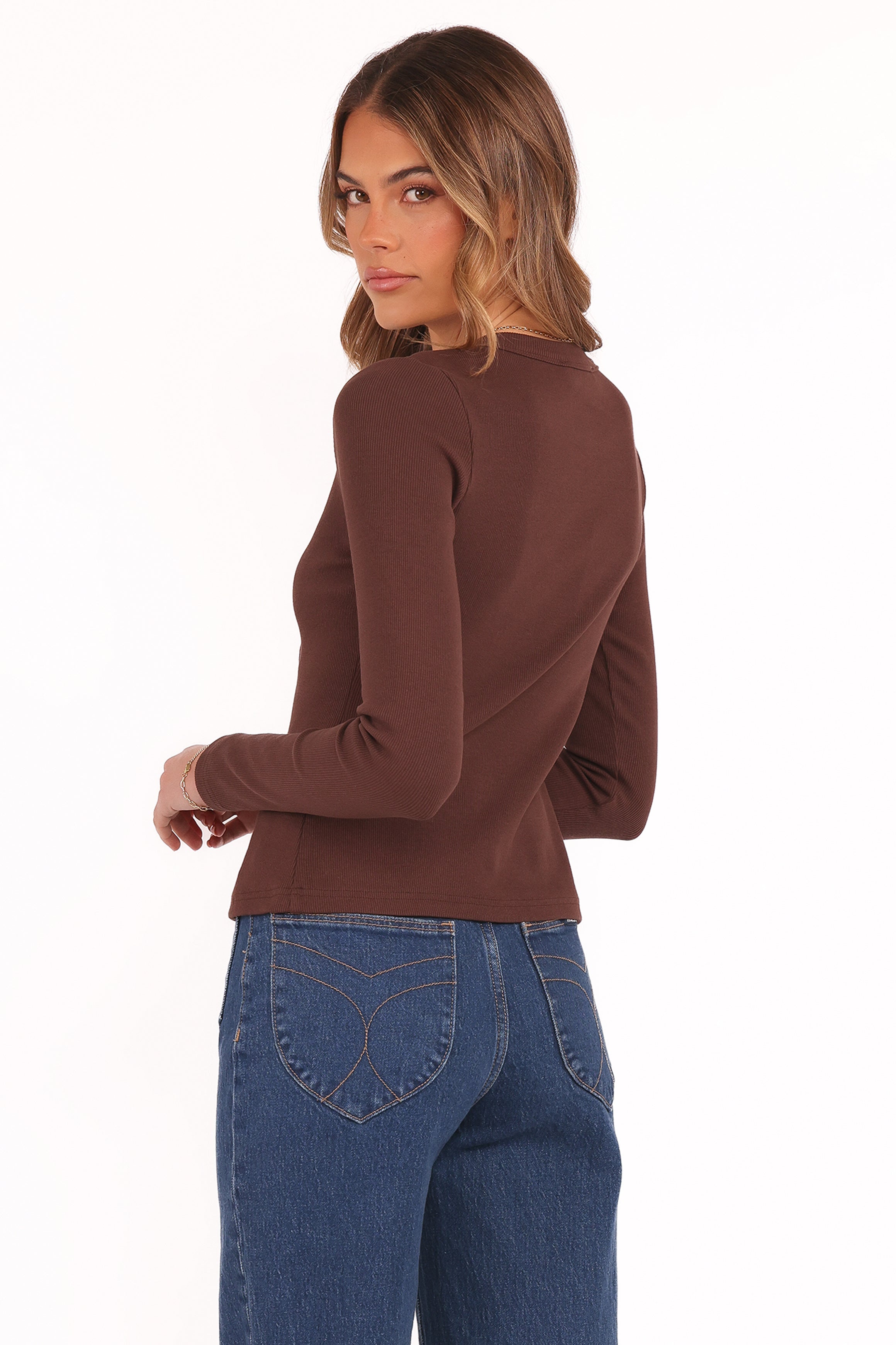 Cass Long Sleeve Top - Chocolate Brown