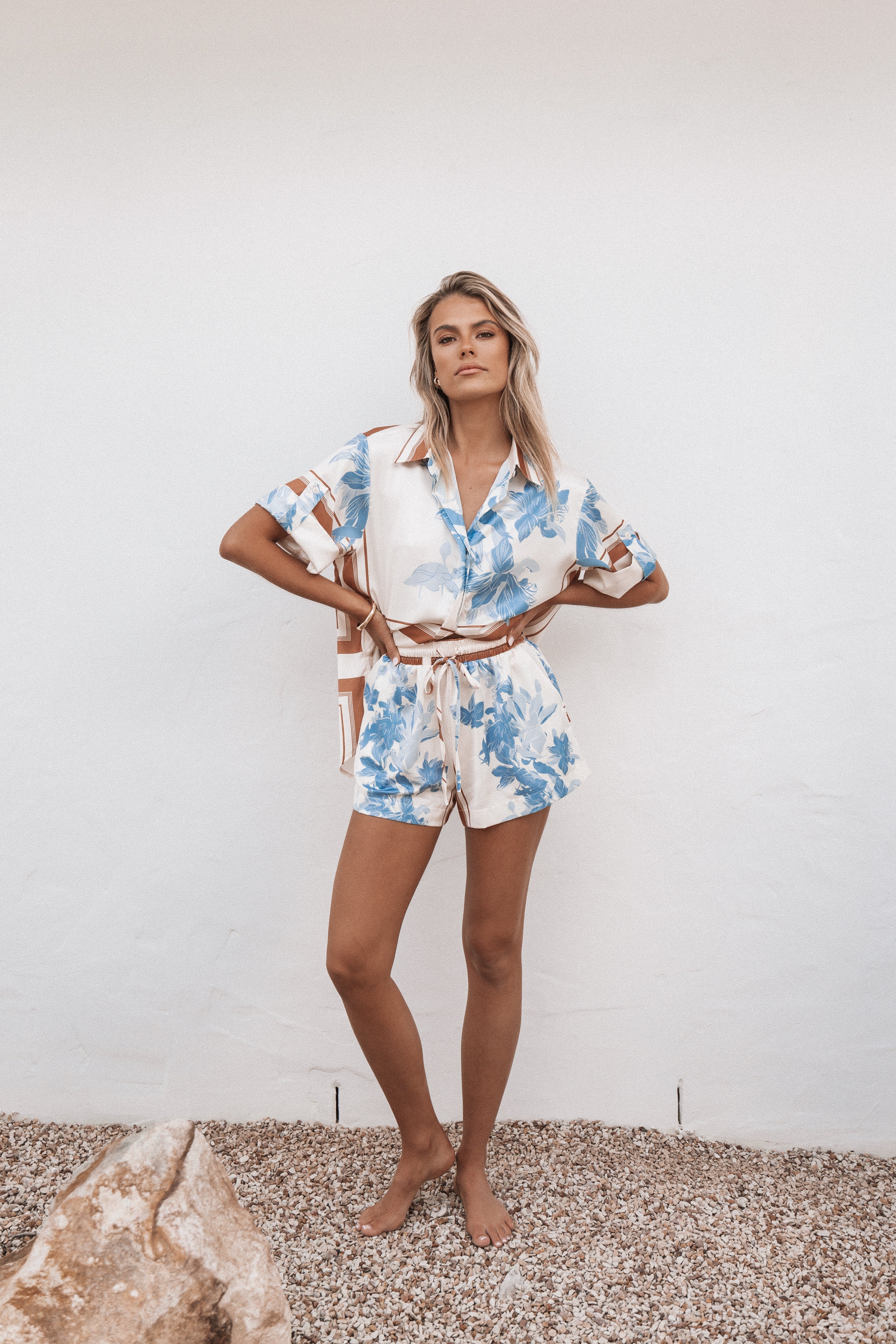 Lara Shirt - Pale Blue Print